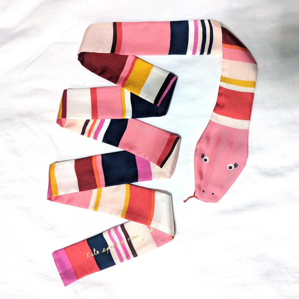 Kate Spade Berber stripe snake silk skinny scarf